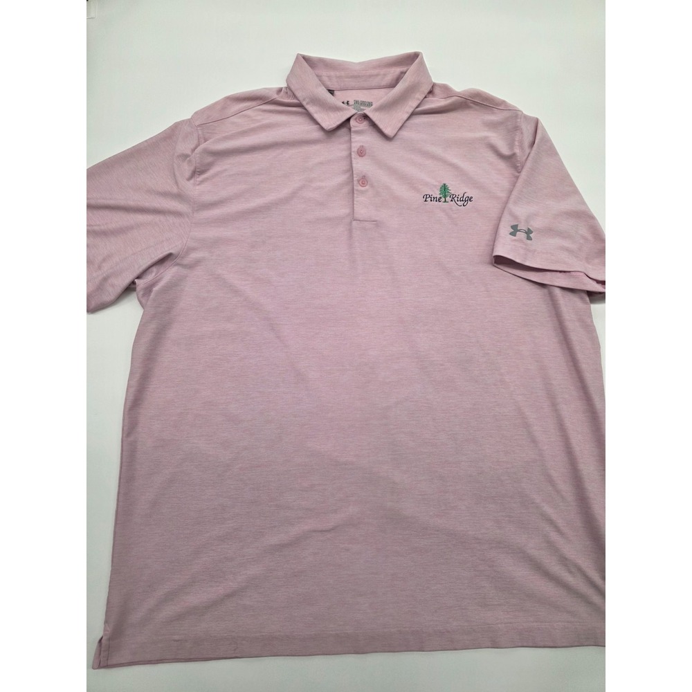 Pine Ridge Golf Under Armour Loose Heatgear Pink Polo Men's Shirt - 2XL - Picture 2 of 9